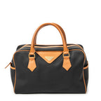 Handbag Vintage Side Pocket Boston Black Woven Coated Canvas