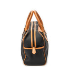 Handbag Vintage Side Pocket Boston Black Woven Coated Canvas