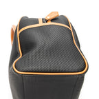 Handbag Vintage Side Pocket Boston Black Woven Coated Canvas