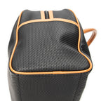 Handbag Vintage Side Pocket Boston Black Woven Coated Canvas