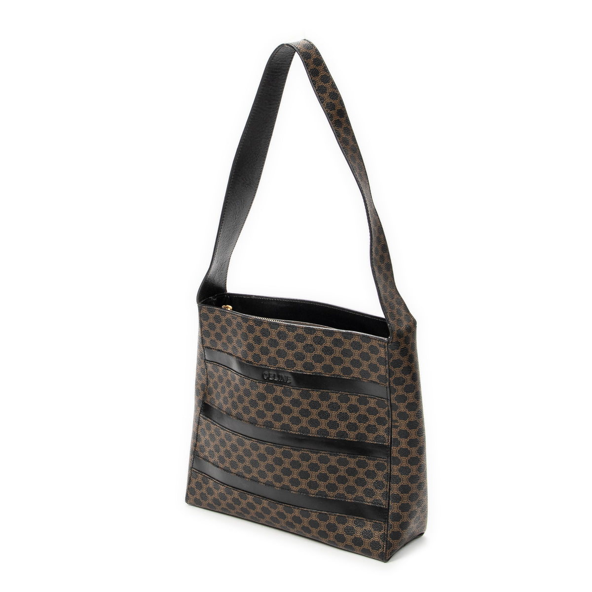 Shoulder Bag Vintage Shoulder Hobo Black Macadam Coated Canvas