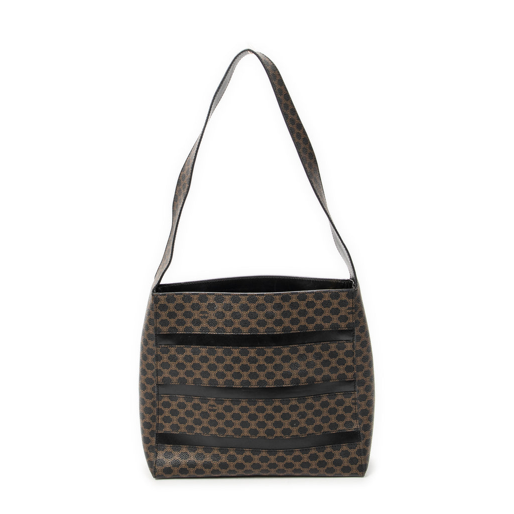 Shoulder Bag Vintage Shoulder Hobo Black Macadam Coated Canvas