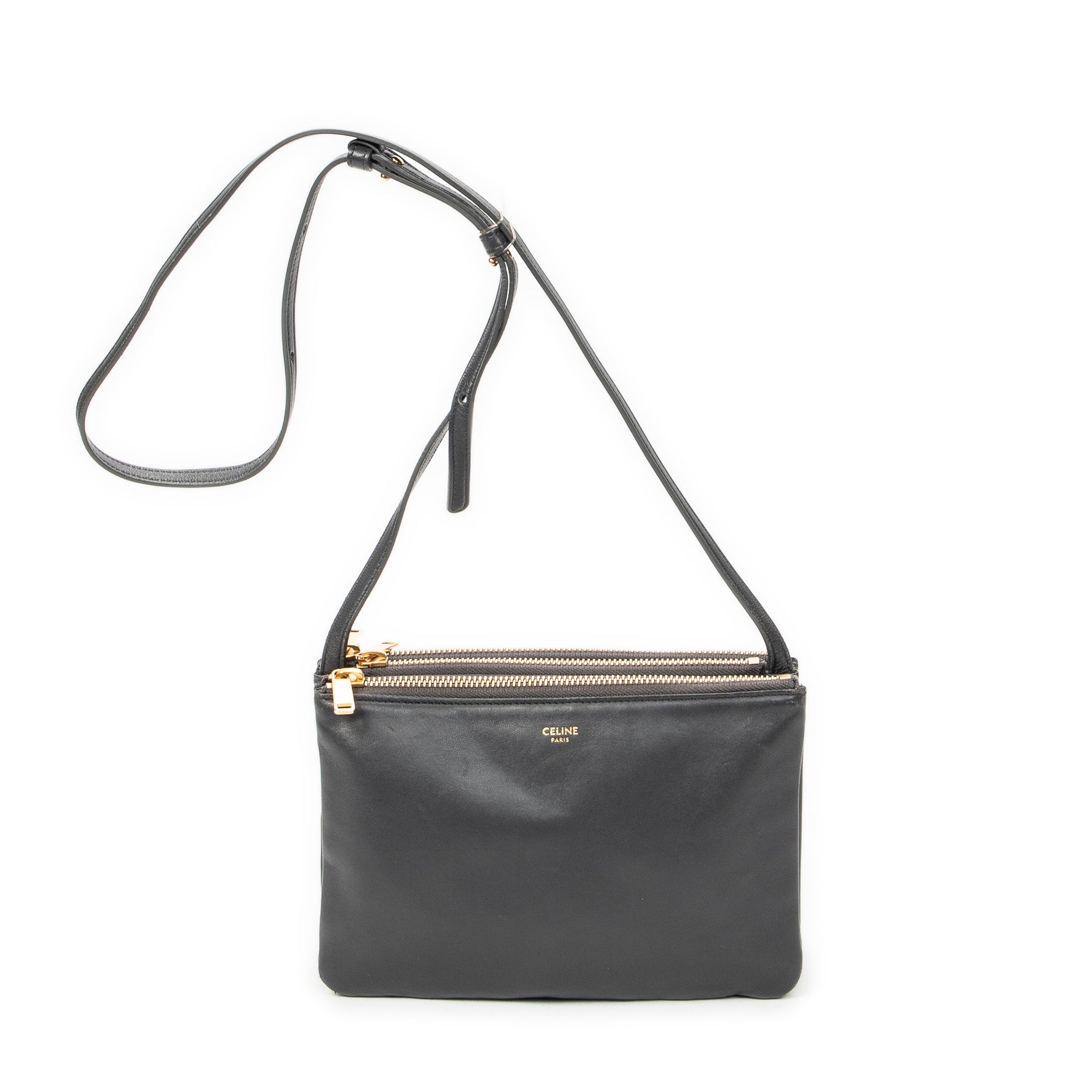 Shoulder Bag Small Trio Crossbody Grey Calfskin Leather