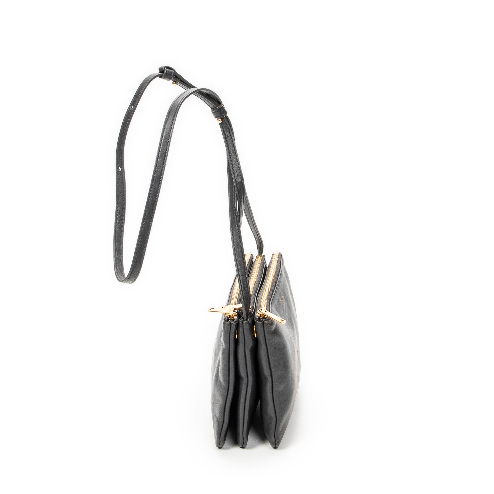 Shoulder Bag Small Trio Crossbody Grey Calfskin Leather