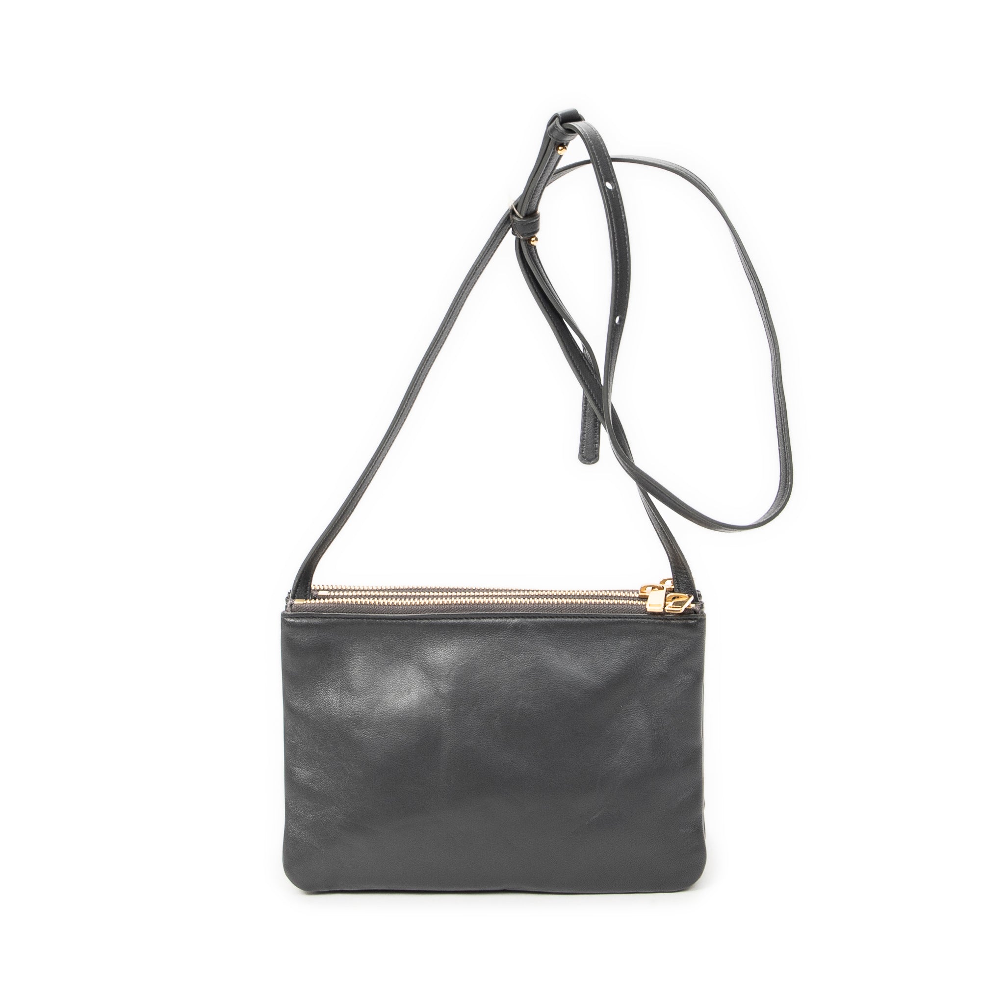 Shoulder Bag Small Trio Crossbody Grey Calfskin Leather