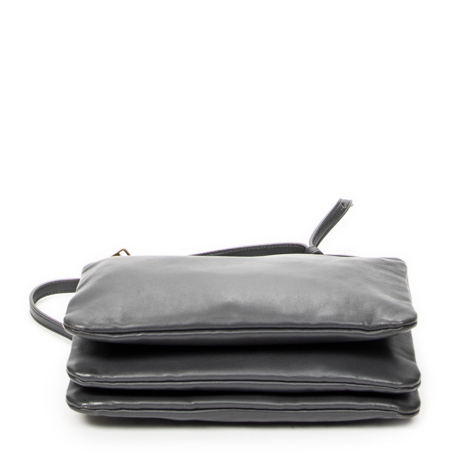 Shoulder Bag Small Trio Crossbody Grey Calfskin Leather