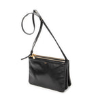 Shoulder Bag Small Trio Crossbody Black Calfskin Leather