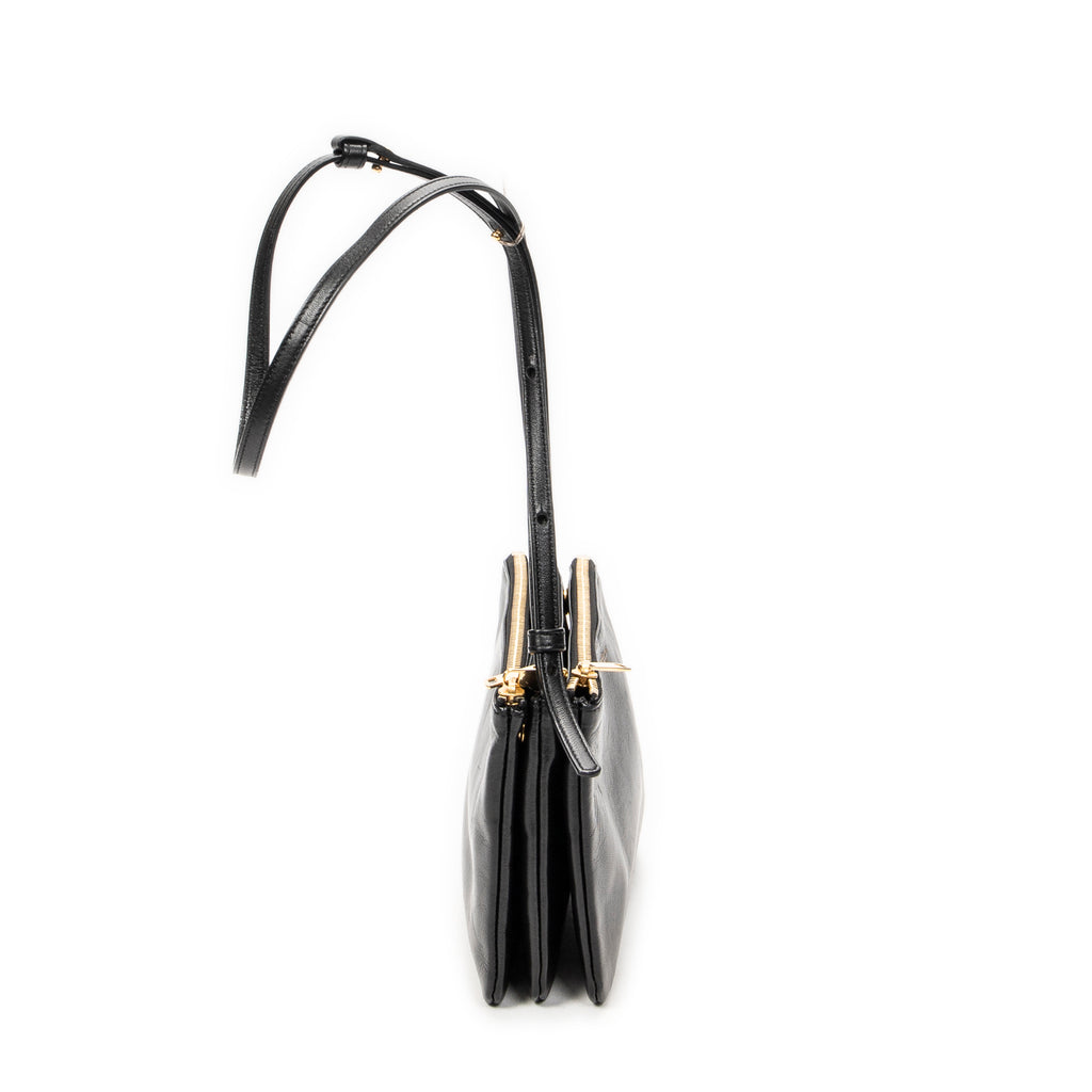 Shoulder Bag Small Trio Crossbody Black Calfskin Leather