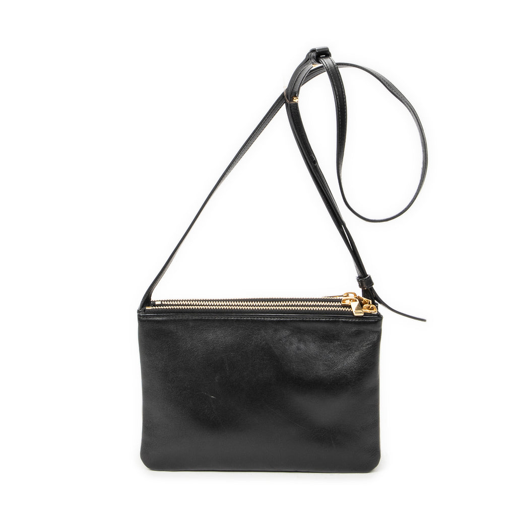 Shoulder Bag Small Trio Crossbody Black Calfskin Leather