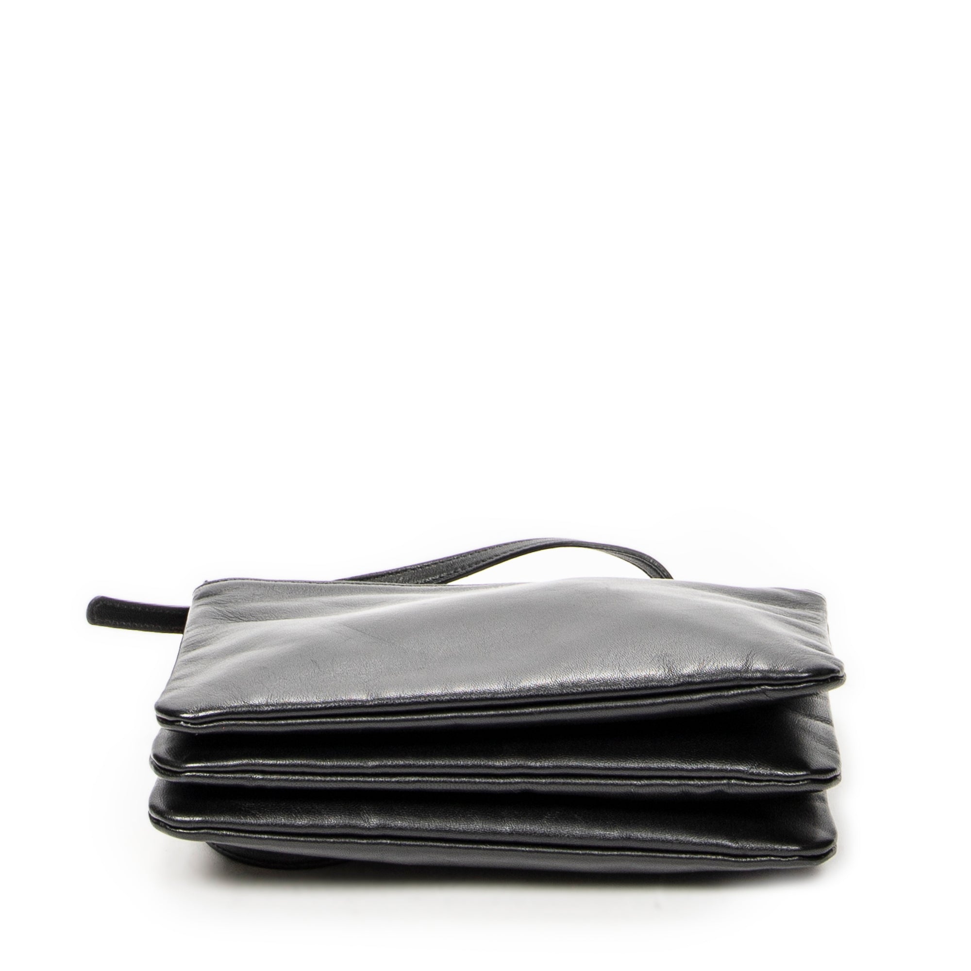 Shoulder Bag Small Trio Crossbody Black Calfskin Leather