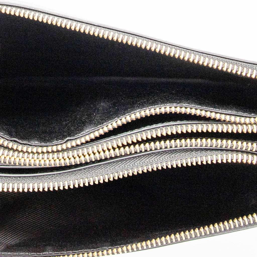 Shoulder Bag Small Trio Crossbody Black Calfskin Leather