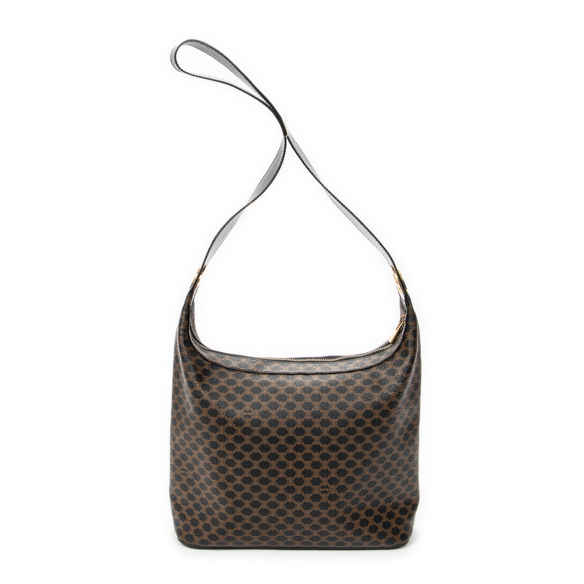 Shoulder Bag Vintage Shoulder Zip Hobo Black Macadam Coated Canvas