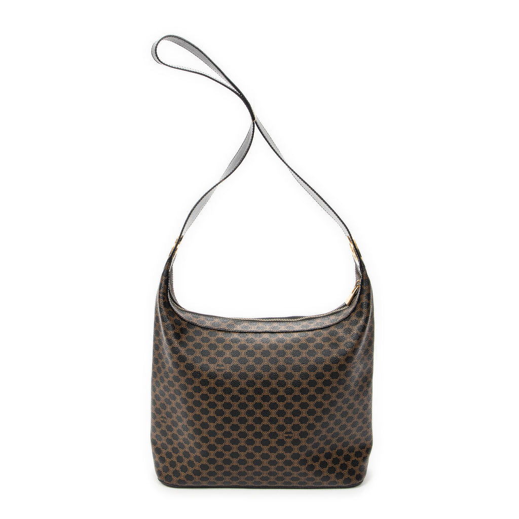 Shoulder Bag Vintage Shoulder Zip Hobo Black Macadam Coated Canvas