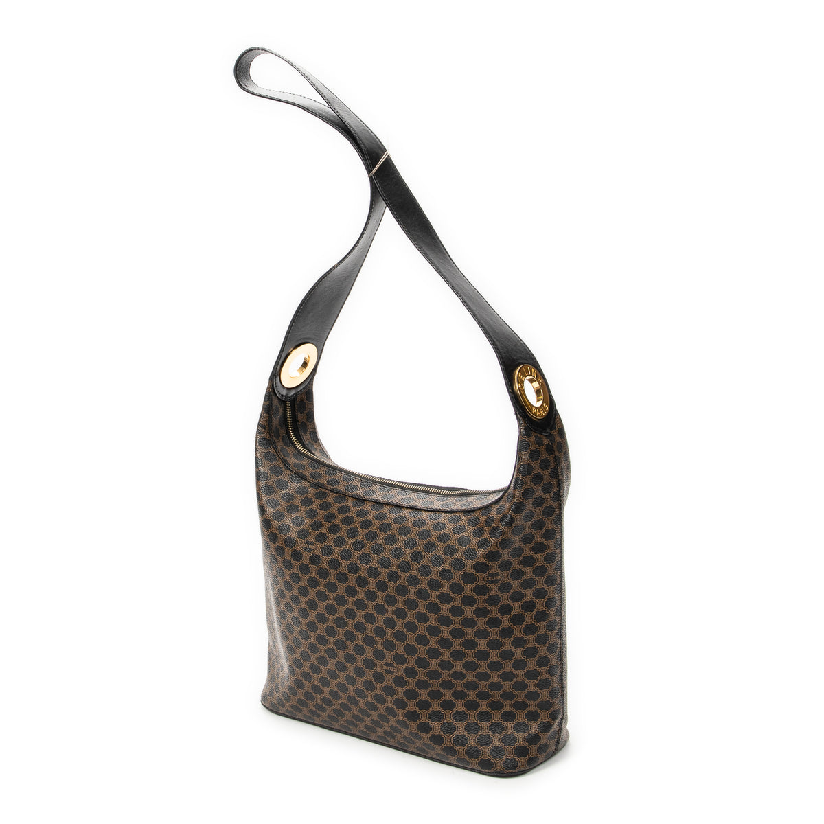 Shoulder Bag Vintage Shoulder Zip Hobo Black Macadam Coated Canvas
