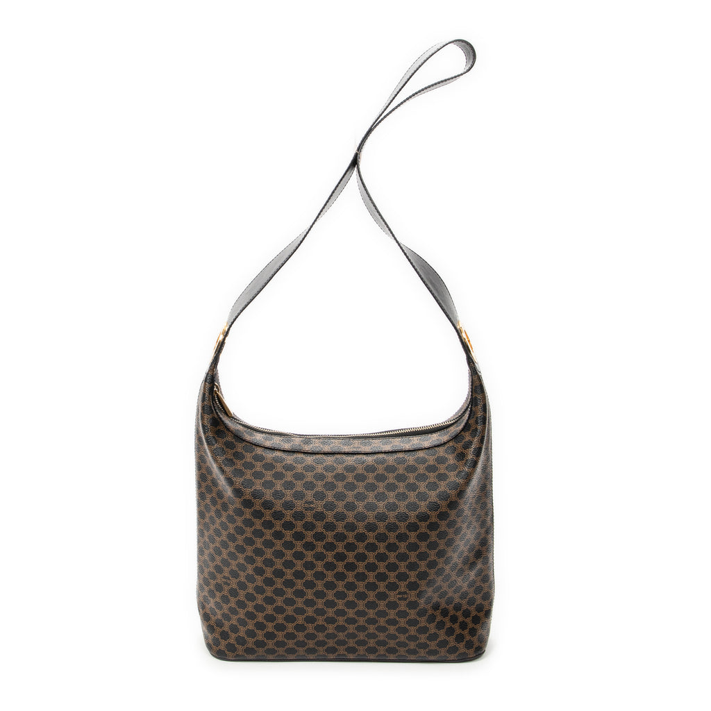 Shoulder Bag Vintage Shoulder Zip Hobo Black Macadam Coated Canvas