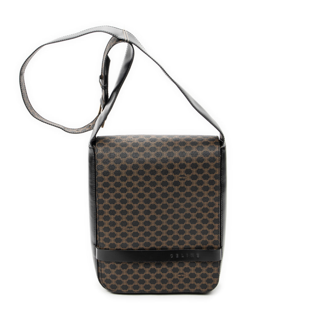 Shoulder Bag Small Flap Messenger Black Macadam Coated Canvas