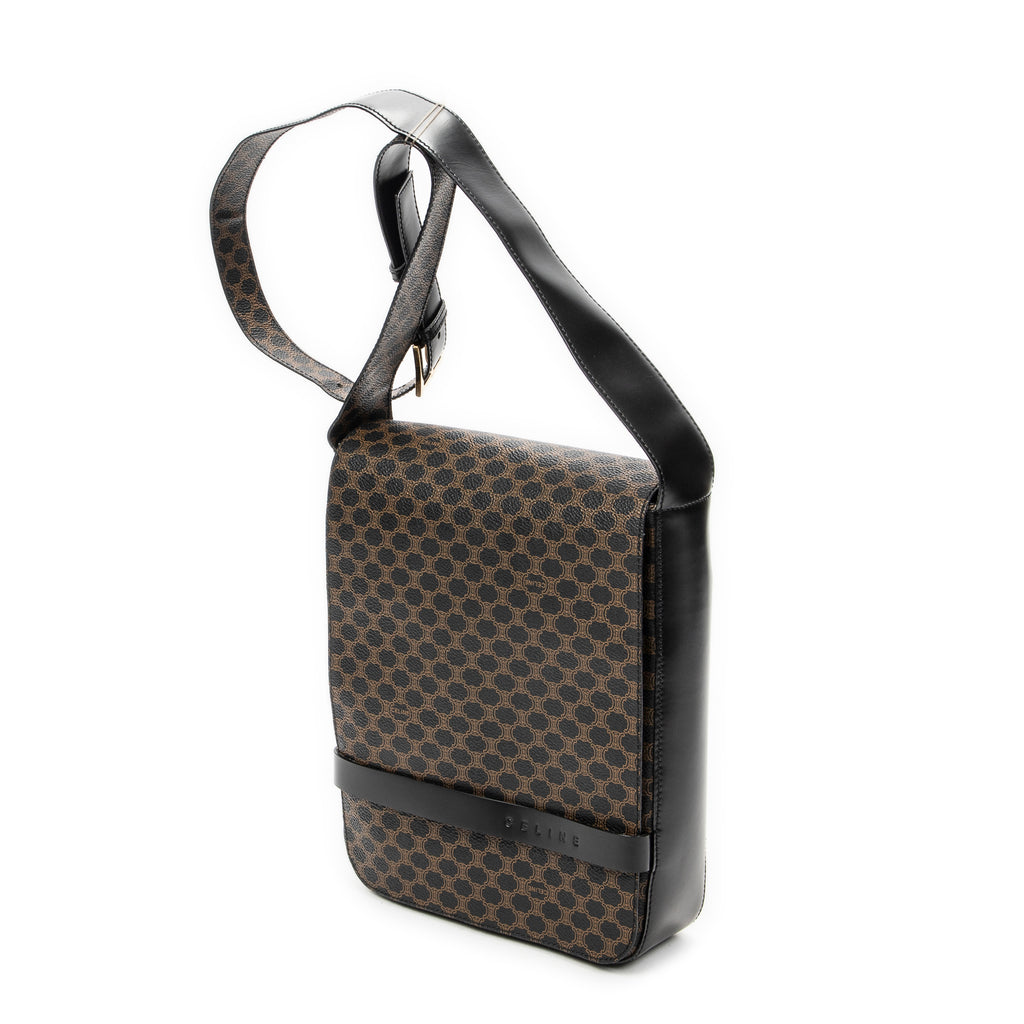 Shoulder Bag Small Flap Messenger Black Macadam Coated Canvas