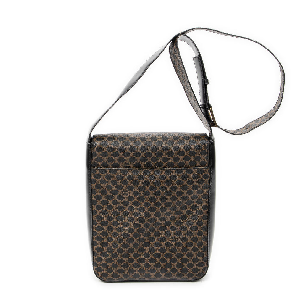 Shoulder Bag Small Flap Messenger Black Macadam Coated Canvas