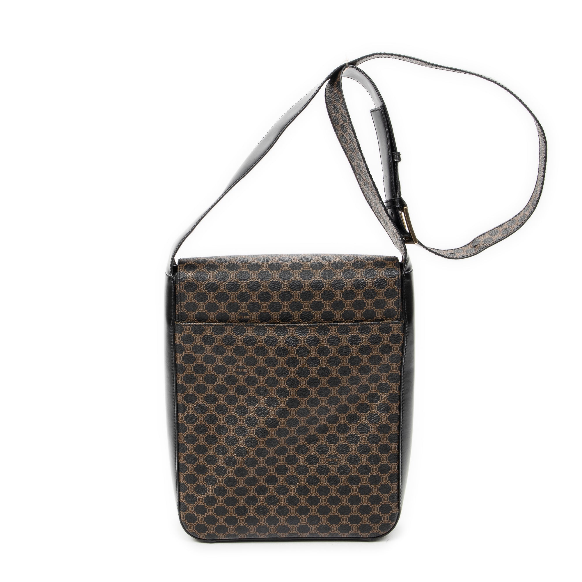 Shoulder Bag Small Flap Messenger Black Macadam Coated Canvas