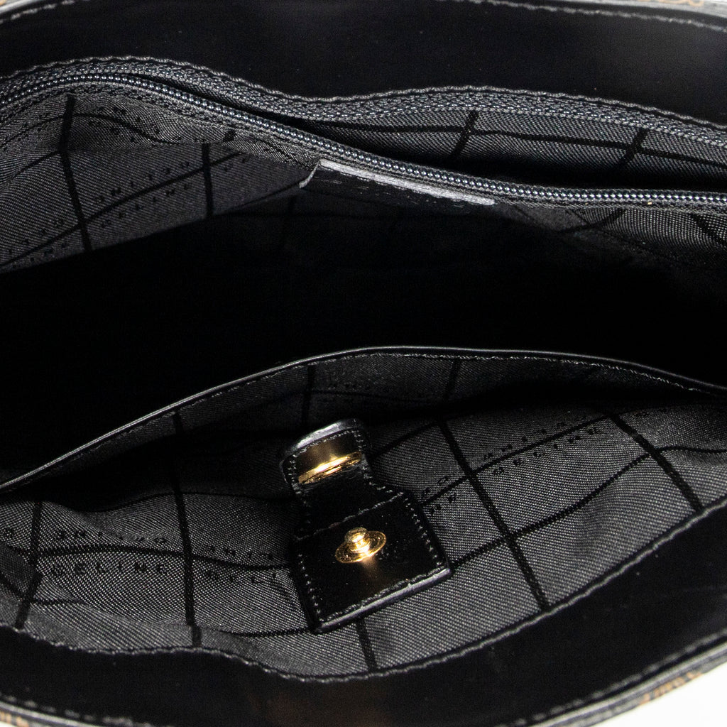 Shoulder Bag Small Flap Messenger Black Macadam Coated Canvas