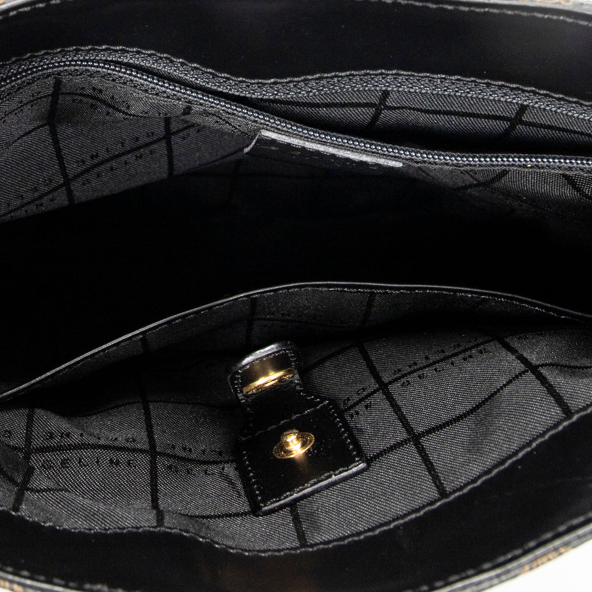 Shoulder Bag Small Flap Messenger Black Macadam Coated Canvas