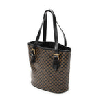 Shoulder Bag Bucket Tote Black Macadam Coated Canvas