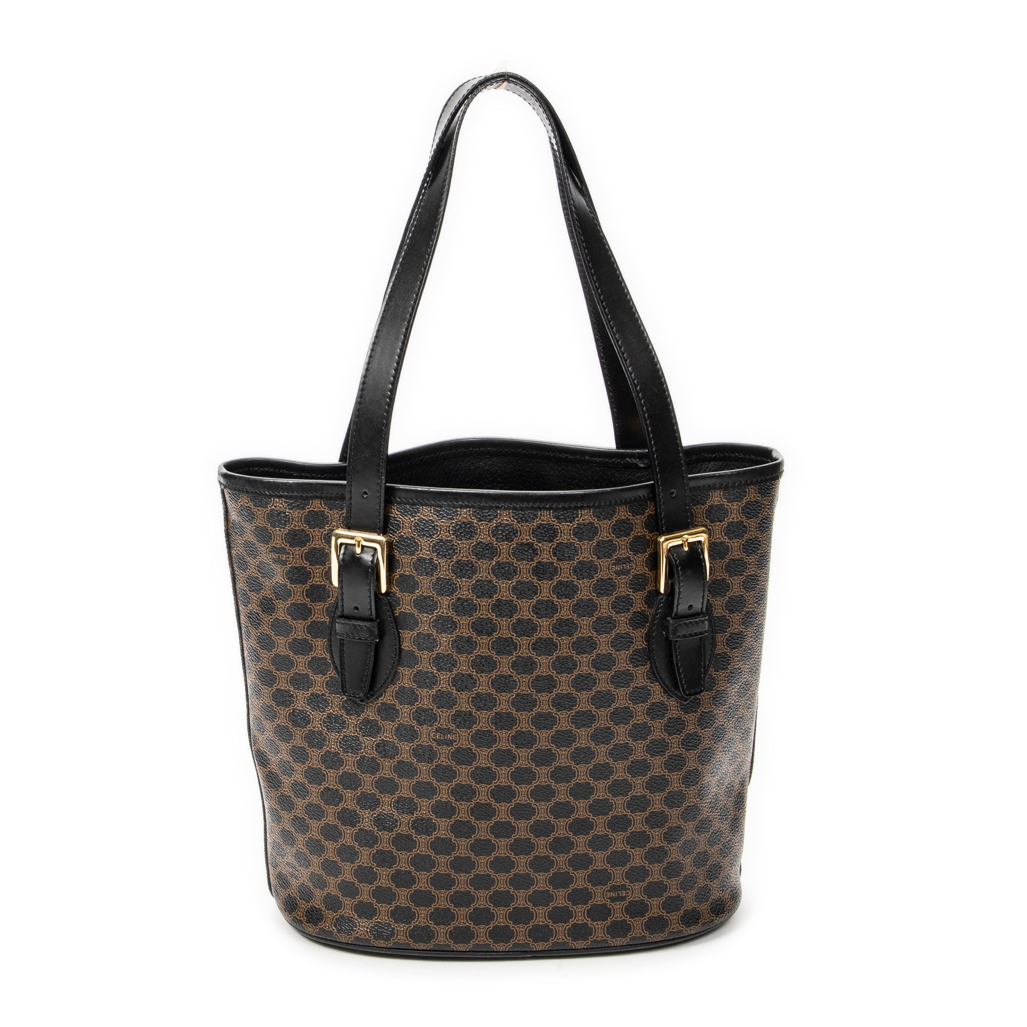 Shoulder Bag Bucket Tote Black Macadam Coated Canvas