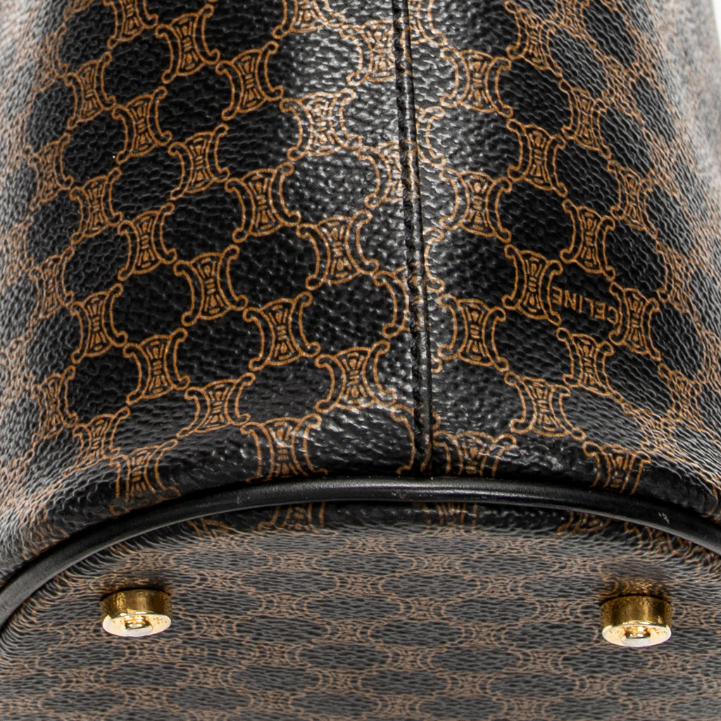 Shoulder Bag Bucket Tote Black Macadam Coated Canvas