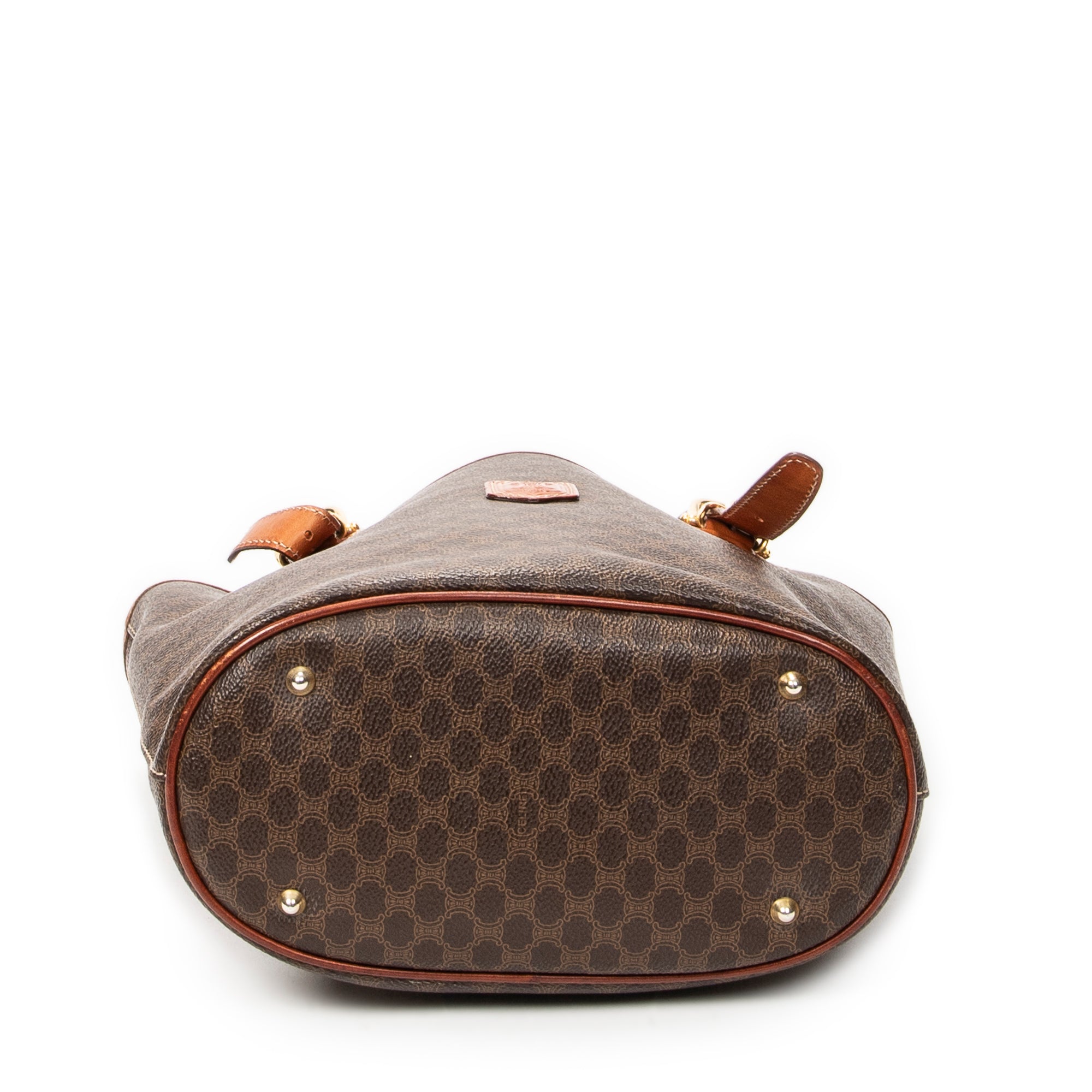 Shoulder Bag Bucket Tote Brown Macadam Coated Canvas