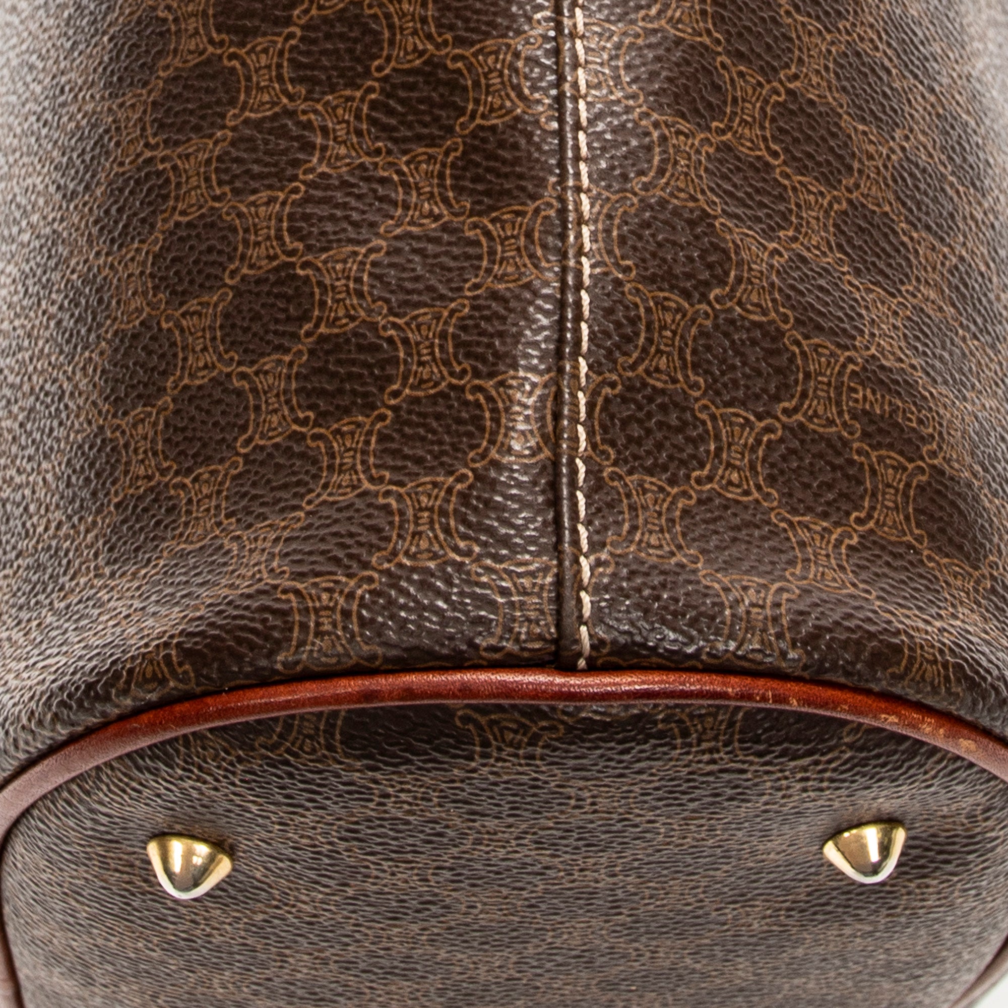 Shoulder Bag Bucket Tote Brown Macadam Coated Canvas