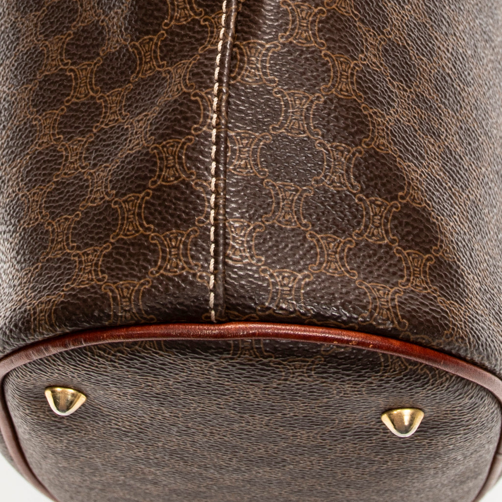 Shoulder Bag Bucket Tote Brown Macadam Coated Canvas