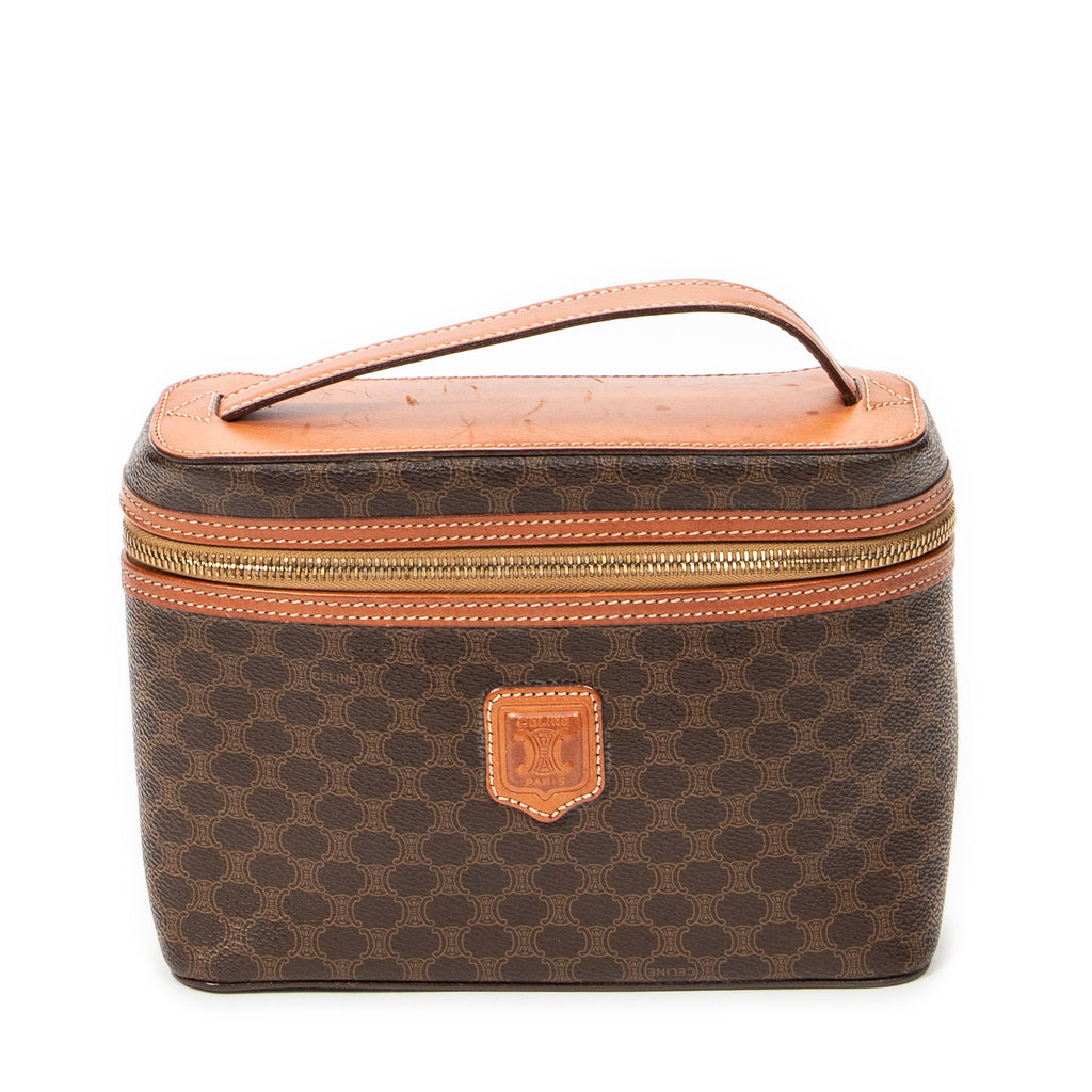 Pouch Top Handle Toiletry Pouch Brown Macadam Coated Canvas