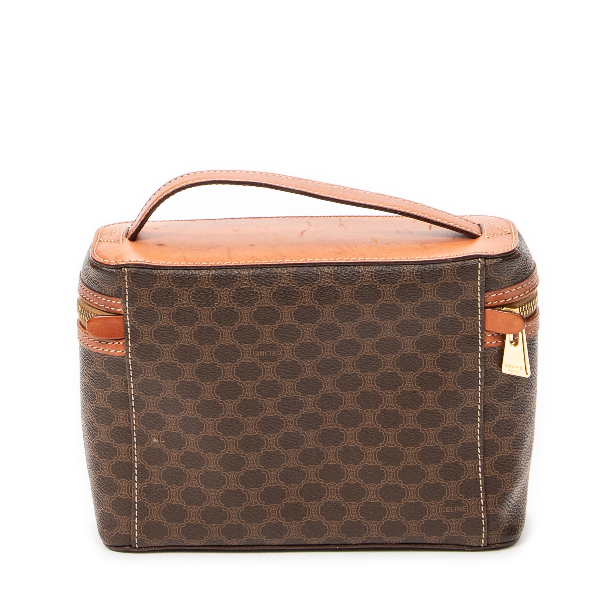 Pouch Top Handle Toiletry Pouch Brown Macadam Coated Canvas