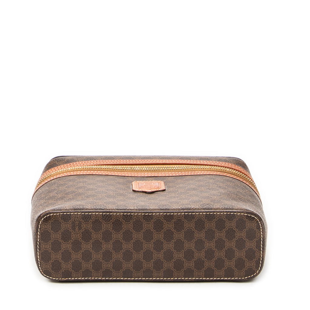 Pouch Top Handle Toiletry Pouch Brown Macadam Coated Canvas
