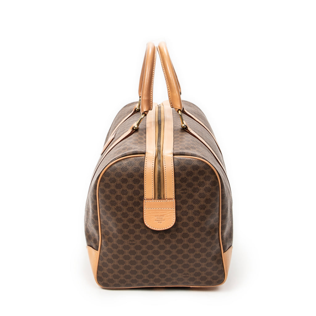 Travel Bag Vintage Medium Travel Boston Brown Macadam Coated Canvas