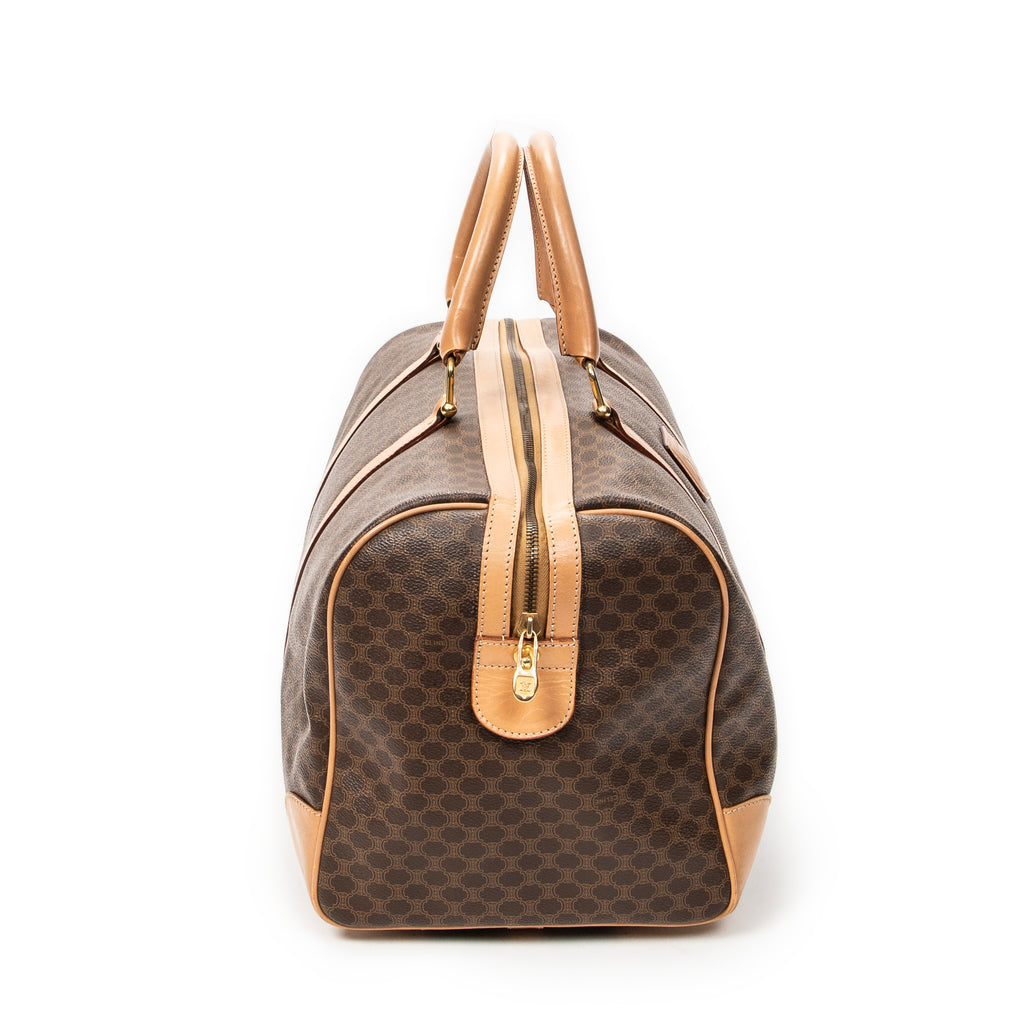 Travel Bag Vintage Medium Travel Boston Brown Macadam Coated Canvas