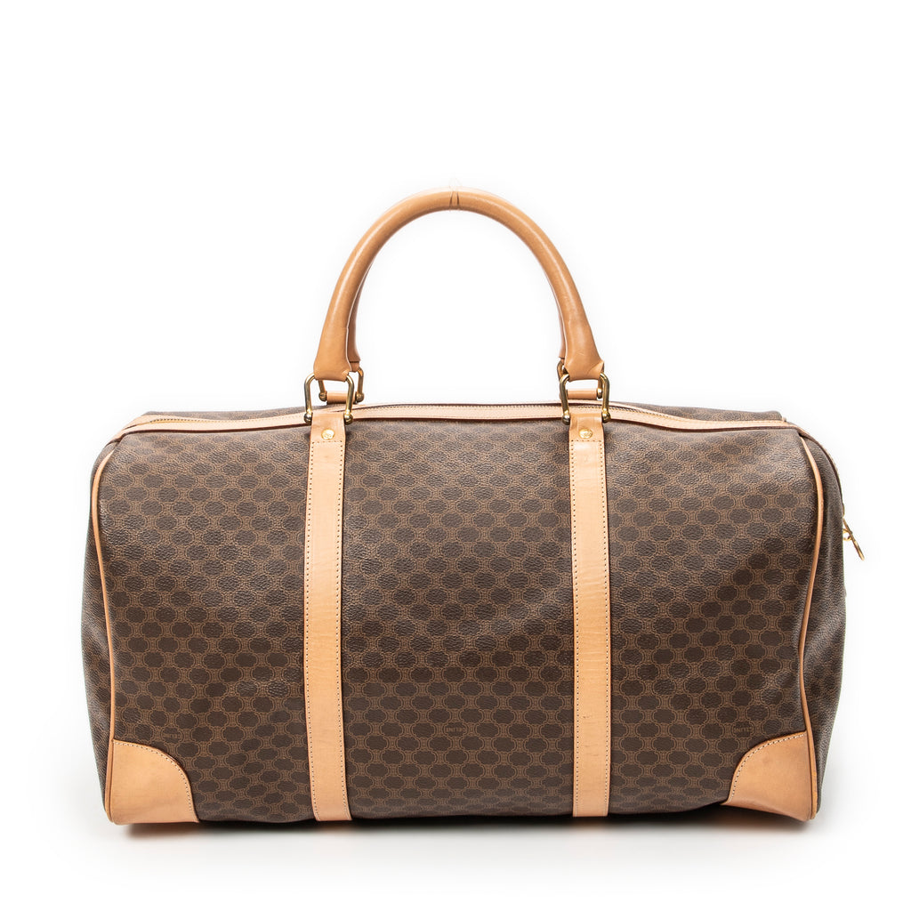 Travel Bag Vintage Medium Travel Boston Brown Macadam Coated Canvas