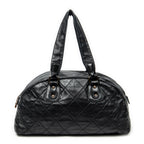 Shoulder Bag Cloudy Bundle Bowler Black Quilted Lambskin Leather