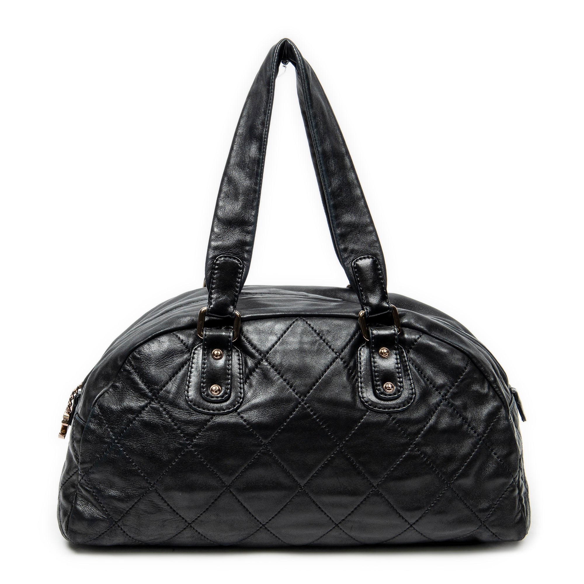 Shoulder Bag Cloudy Bundle Bowler Black Quilted Lambskin Leather