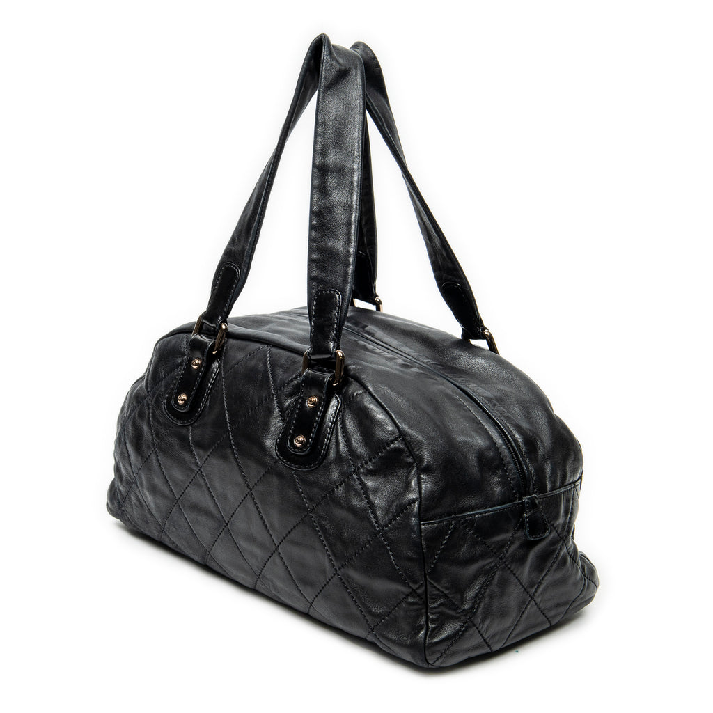 Shoulder Bag Cloudy Bundle Bowler Black Quilted Lambskin Leather
