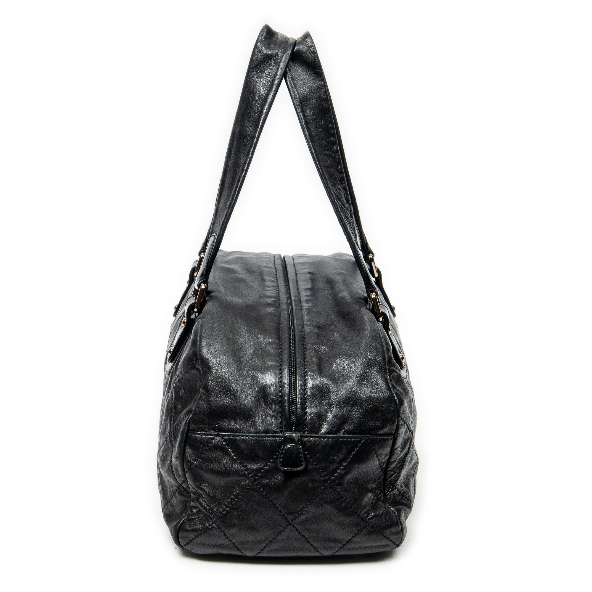 Shoulder Bag Cloudy Bundle Bowler Black Quilted Lambskin Leather