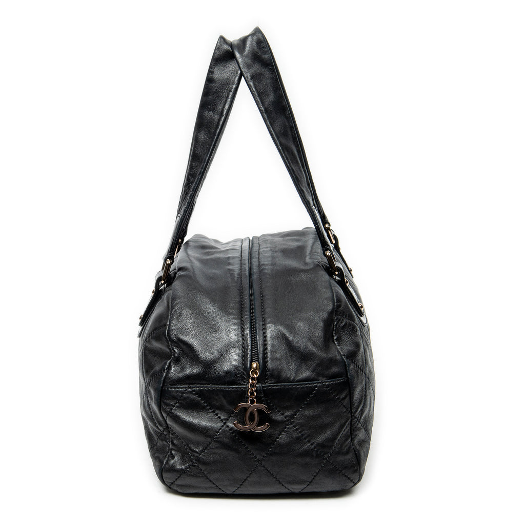 Shoulder Bag Cloudy Bundle Bowler Black Quilted Lambskin Leather