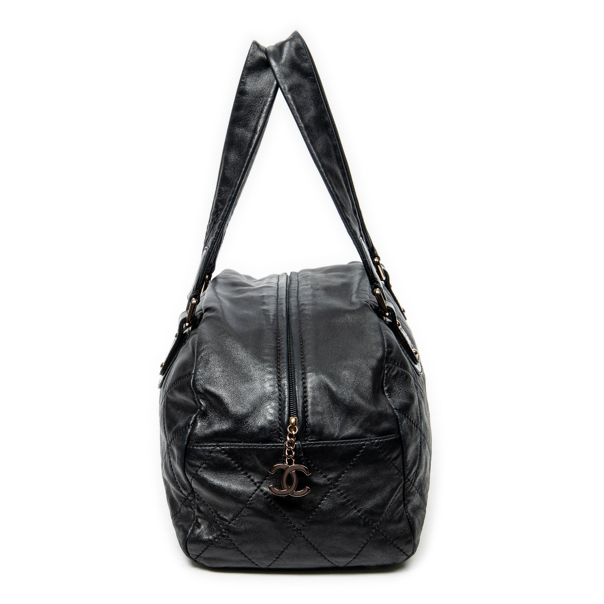 Shoulder Bag Cloudy Bundle Bowler Black Quilted Lambskin Leather
