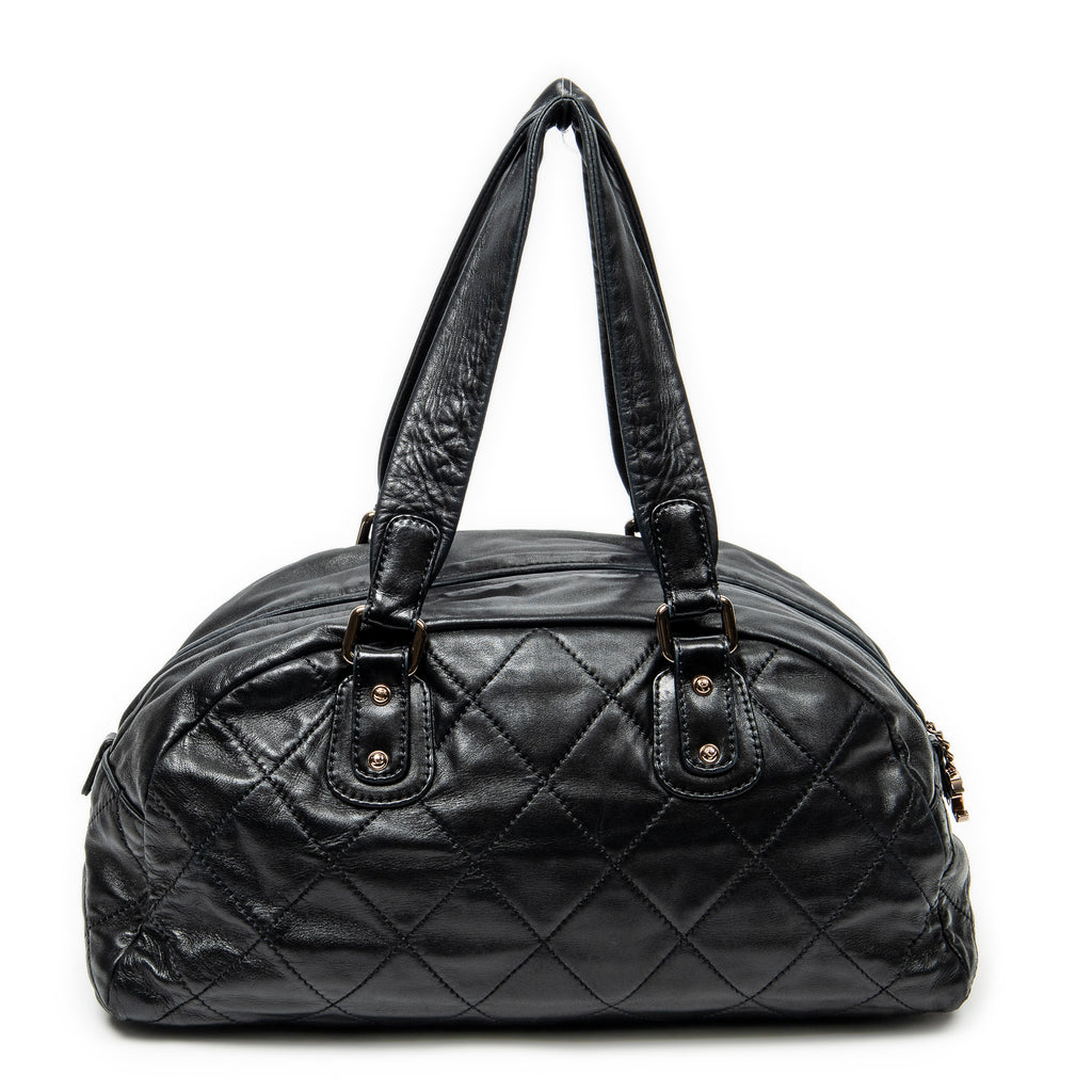 Shoulder Bag Cloudy Bundle Bowler Black Quilted Lambskin Leather