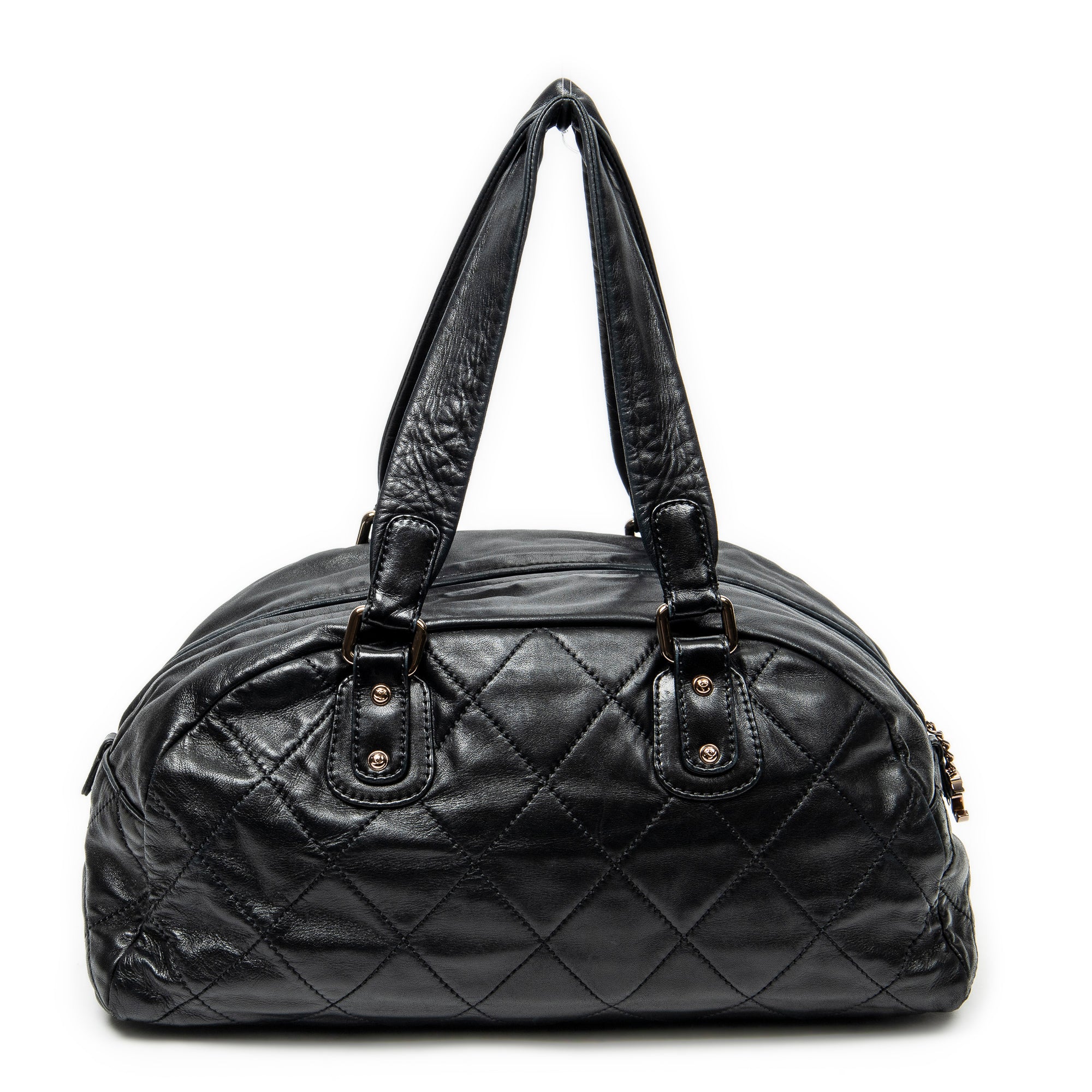 Shoulder Bag Cloudy Bundle Bowler Black Quilted Lambskin Leather