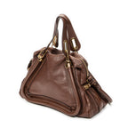 Shoulder Bag Medium Paraty Brown Grained Calfskin Leather