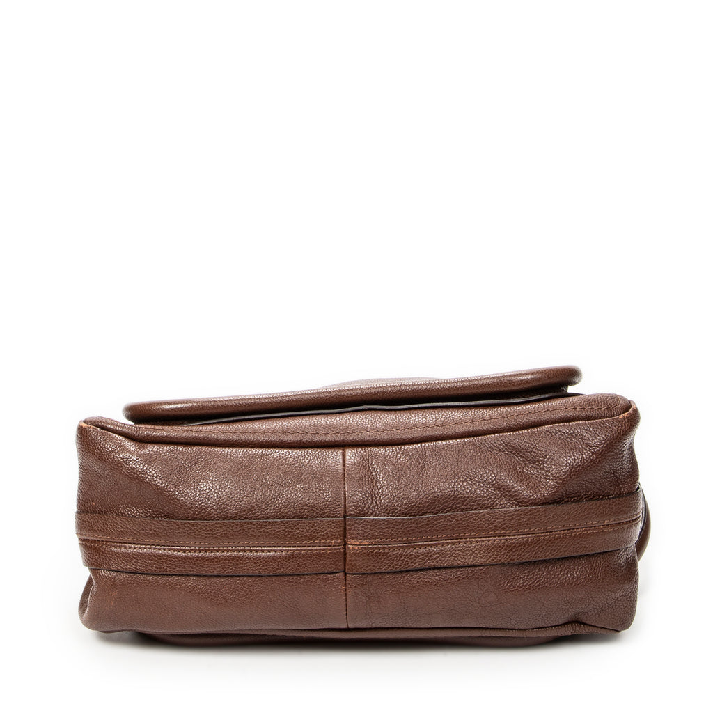 Shoulder Bag Medium Paraty Brown Grained Calfskin Leather