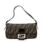 Bolso de hombro baguette de lona Zucca color caqui