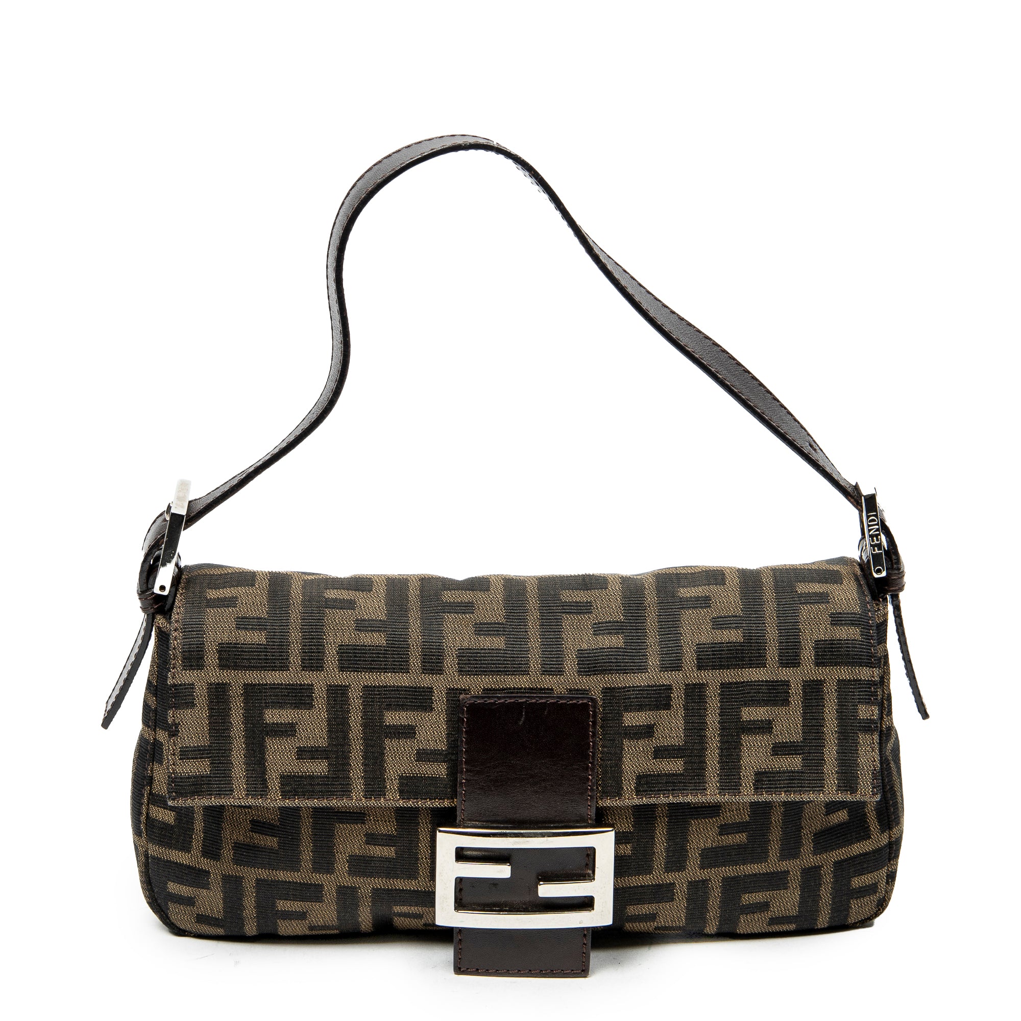 Bolso de hombro baguette de lona Zucca color caqui