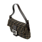Bolso de hombro baguette de lona Zucca color caqui